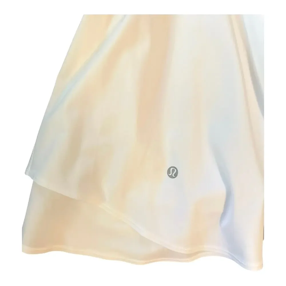 Women 4 Lululemon Court Crush Tennis Dress White Tank Nulu Travel Athletic